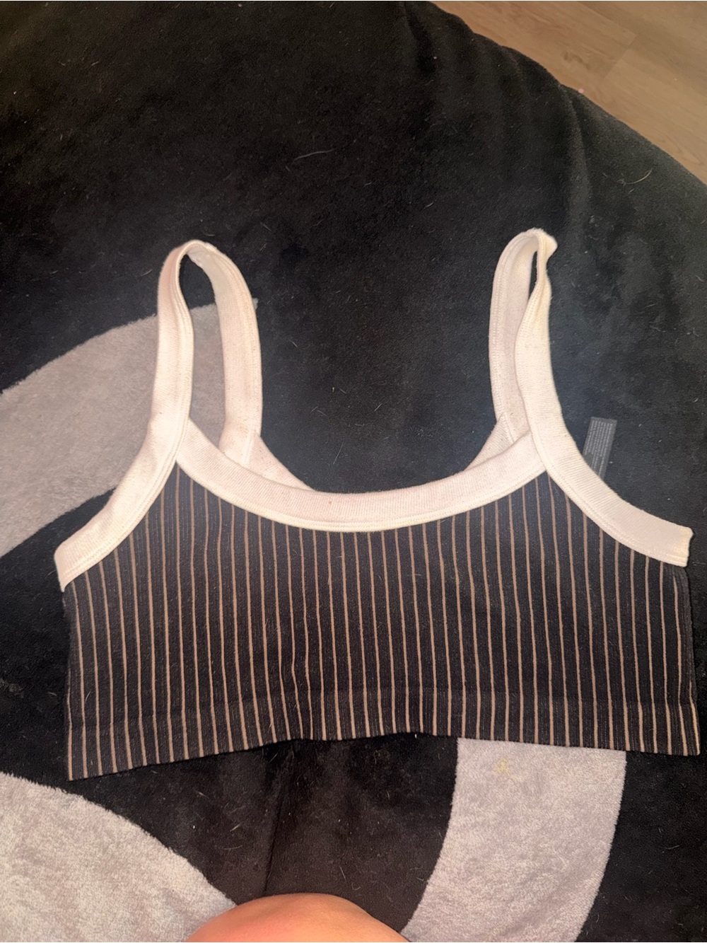 Urban Outfitters Black Crop Tank with Cream Trim